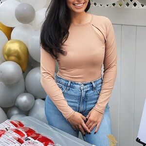 Abercrombie & Fitch Pink Long Sleeve Bodysuit